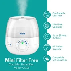 Vicks® Vicks Mini Filter Free Cool Mist Humidifier, Small Room – Variable Mist Control – Works With Vicks VapoPads -Solo Stoves Shop 41VPML7tlXL