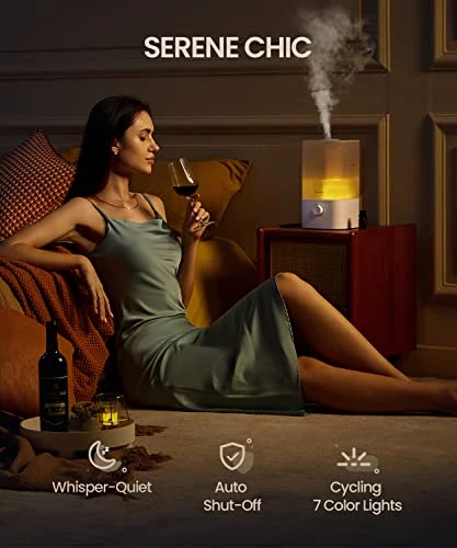 Raydrop® Humidifiers For Bedroom, 2.5L Top Fill Cool Mist Humidifiers For Home, Large Room, Baby, And Plant, Essential Oil Diffuser With Cycling 7 Color Lights, 360° Nozzle, Auto Shut-Off, White 3 Raydrop® Humidifiers For Bedroom, 2.5L Top Fill Cool Mist Humidifiers For Home, Large Room, Baby, And Plant, Essential Oil Diffuser With Cycling 7 Color Lights, 360° Nozzle, Auto Shut-Off, White - Image 3