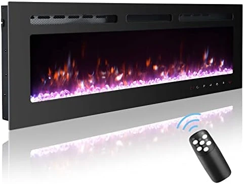 70 Inch Electric Fireplace Inserts, Wall Mounted Fireplace, Led Fireplace With Logs, Recessed Electric Fireplace With Remote Control, Linear Fireplace, 9 Multi Color Flames, 750/1500W 8 70 Inch Electric Fireplace Inserts, Wall Mounted Fireplace, Led Fireplace With Logs, Recessed Electric Fireplace With Remote Control, Linear Fireplace, 9 Multi Color Flames, 750/1500W - Image 8