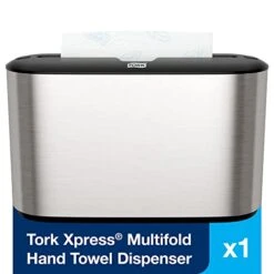 Tork Xpress Hand Towel Dispenser Stainless Steel, Compact For Home Use, Fits H2 Hand Towels & Xpress Soft Multifold Hand Towel White H2, Premium, 4-Panel, 16 X 94 Sheets, MB573 -Solo Stoves Shop 41X8MjO4AYL