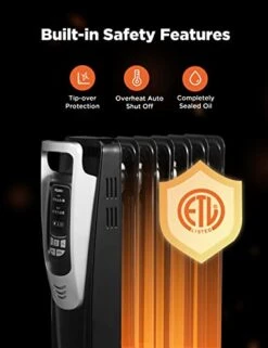 PELONIS Electric 1500W Oil Filled Radiator Heater With Safety Protection, LED Display, 3 Heat Settings And Five Temperature Settings. Perfect For For Home Or Office -Solo Stoves Shop 41XPoxCXs2L