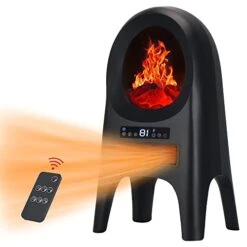 MEPTY Space Heater For Large Room, 1500W Fast Heating Ceramic Electric Heater With Thermostat, Oscillation, 1-8H Timer, Overheating & Tip-Over Protection, Portable Heater For Home, Office (Black)