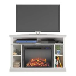 Ameriwood Home Overland Electric Corner 50", White Fireplace TV Stand