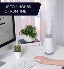 GENIANI Portable Small Cool Mist Humidifiers 250ML - USB Desktop Humidifier For Plants, Office, Car, Baby Room With Auto Shut Off & Night Light - Quiet Mini Humidifier (White) -Solo Stoves Shop 41ZQXv4urYL