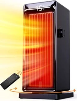 Space Heater, SANVINDER 1500W Portable Heater For Bedroom, ECO Thermostat 90° Oscillating, 24 Hours Timer, Fast Heating Electric Heater With Remote, Overheat Protection, LED Display For Bedroom Office
