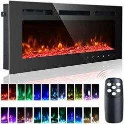 50 Inch Electric Fireplace Inserts, Quiet Wall Mounted Fireplace, Led Fireplace For Living Room, Recessed Electric Fireplace, Linear Fireplace, Logs & Crystal, 750/1500W -Solo Stoves Shop 41auu3wjqZL. AC