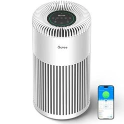 Govee Air Purifiers For Home Large Room Up To 1837 Sq.Ft, WiFi Smart Air Purifier With PM2.5 Monitor For Wildfire, H13 True HEPA Air Purifier For 99.97% Smoke, Pet Hair, Odors, 24dB Large Air Purifier