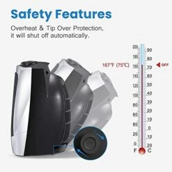 Kismile Small Space Heater Electric Portable Heater Fan For Home And Office Ceramic Fan Heaters With Adjustable Thermostat, 750W/1500W (8.1 Inch, Silver) -Solo Stoves Shop 41bhLx37VRL