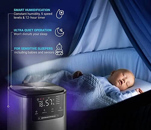 Top Fill Cool Mist & Warm Mist Humidifier For Large Room Home Bedroom Living Room 4L Big Capacity, Air Ultrasonic Humidifiers With Essential Oil Diffuser, Sleep Mode, Quiet For Baby 5 Top Fill Cool Mist & Warm Mist Humidifier For Large Room Home Bedroom Living Room 4L Big Capacity, Air Ultrasonic Humidifiers With Essential Oil Diffuser, Sleep Mode, Quiet For Baby - Image 5