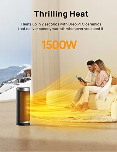 Dreo Space Heaters For Indoor Use, Electric Heater With Remote For Bedroom Large Room, 2022 Upgraded 1500W Fast Heating With Thermostat, Overheating & Tip-Over Protection, 70°Oscillating, Portable 2 Dreo Space Heaters For Indoor Use, Electric Heater With Remote For Bedroom Large Room, 2022 Upgraded 1500W Fast Heating With Thermostat, Overheating & Tip-Over Protection, 70°Oscillating, Portable - Image 2