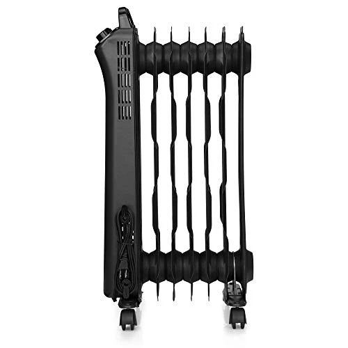 Amazon Basics Portable Radiator Heater With 7 Wavy Fins, Manual Control, Black, 1500W, 13.1 X 26.3 X 9.8 In 2 Amazon Basics Portable Radiator Heater With 7 Wavy Fins, Manual Control, Black, 1500W, 13.1 X 26.3 X 9.8 In - Image 2
