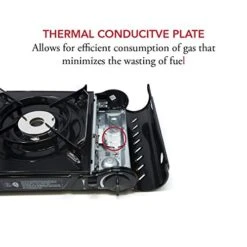 GAS ONE GS-3800DF Dual Spiral Flame 11,000 BTU Portable Gas Stove With Heavy Duty Clear Carrying Case, CSA Listed , Black -Solo Stoves Shop 41drIqYRYUL