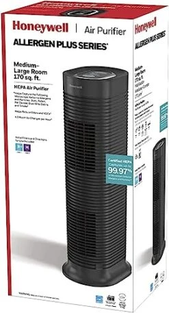 Honeywell AllergenPlus HEPA Tower Air Purifier, Allergen Reducer For Medium-Large Rooms (170 Sq Ft), Black - Wildfire/Smoke, Pollen, Pet Dander, And Dust Air Purifier, HPA160 6 Honeywell AllergenPlus HEPA Tower Air Purifier, Allergen Reducer For Medium-Large Rooms (170 Sq Ft), Black - Wildfire/Smoke, Pollen, Pet Dander, And Dust Air Purifier, HPA160 -Solo Stoves Shop 41e5c6FHo2L