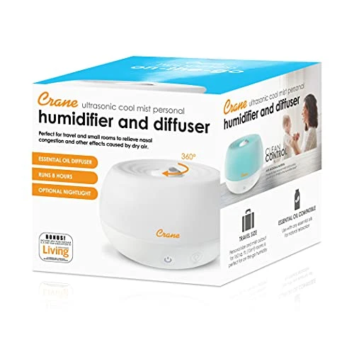 Crane Personal Ultrasonic Cool Mist Humidifier And Aroma Therapy Diffuser, For Home Bedroom Hotels Travel And Office, 0.2 Gallon, Filter Free, White 5 Crane Personal Ultrasonic Cool Mist Humidifier And Aroma Therapy Diffuser, For Home Bedroom Hotels Travel And Office, 0.2 Gallon, Filter Free, White - Image 5