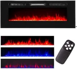 XtremepowerUS 60" Large Recessed Electric Fireplace Wall Mounted Electric Insert Heater Fireplace Color Flame Remote Control, 1500W -Solo Stoves Shop 41efeevSsL. AC