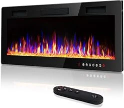 Vitesse 50 Inch Ultra-Thin Electric Fireplace In-Wall Recessed And Wall Mounted Fireplace Heater,Linear Fireplace With Multicolor Flame,Timer,Low Noise,750/1500W,Touch Screen & Remote Control(50’’) -Solo Stoves Shop 41ekZi1LDCL. AC