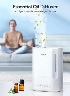 VAGKRI 6L Humidifiers For Large Room, Top Fill Ultrasonic Warm & Cool Mist Humidifiers, Essential Oil Diffuser, Night Light, Sleep Mode, 12H Timer, 5 Mist Levels, Air Vaporizer Up To 60 Hours -Solo Stoves Shop 41emyvjHvYL