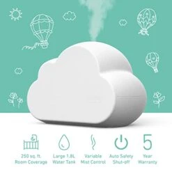 Pure Enrichment® PureBaby® Cloud Ultrasonic Cool Mist Humidifier - Whisper-Quiet Variable Mist For Up To 24 Hours Of Mist, Color Changing Night Light, BPA-Free, Ideal For Baby Nursery And Kids Bedroom -Solo Stoves Shop 41ft6fxtplL