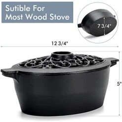 INNO STAGE Wood Stove Steamer, Cast Iron Humidifier For Stove, Home Indoor Decorative, Matte Black Finish, Rust Resistant, Lattice Top, 2.5 Quart Capacity, Patented -Solo Stoves Shop 41gQ57vMHVL