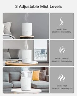 Cool Mist Humidifier For Bedroom, MORENTO Top Fill Humidifier Essential Oil Diffuser With 2.5L Water Tank For Home And Office, Baby And Plants With Night Light, Sleep Mode, Auto Shut Off, White -Solo Stoves Shop 41hDA73j3DL