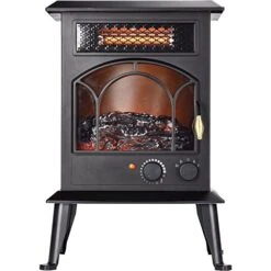 LifeSmart Topside 3-Quartz Infrared Stove Heater With Timer, Adjustable Realistic Flame And Cool Touch Exterior Cabinet