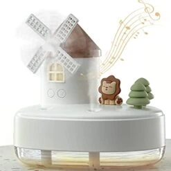 Humidifier For Bedroom,Wireless Portable Humidifier,Baby Humidifier With Rotating Windmill And Music Box,double Spray Nozzles,two Spray Modes And Ambient Light,suitable For Children,bedroom And Office
