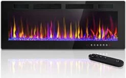 LEMBERI 50 Inch Electric Fireplace Recessed And Wall Mounted,750/1500W Fireplace Heater And Linear Fireplace With Touch Screen Control Panel, Timer,Remote Control,Adjustable Flame Color And Speed -Solo Stoves Shop 41jAPPcRsLL. AC