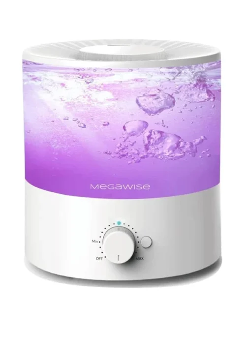 Megawise Cool Mist Humidifier With Top Refill Design, 2L Capacity, High Mist Output, No Leakage, And 7 Color Night Light