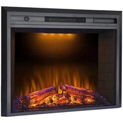 Valuxhome Electric Fireplace, 36 Inches Fireplace Insert With Overheating Protection, Fire Crackling Sound, Remote Control, 750/1500W, Black