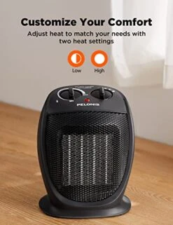 PELONIS PHTA1ABB Portable, 1500W/900W, Quiet Cooling & Heating Mode Space Heater For All Season, Tip Over & Overheat Protection,for Home, Office Personal Use, Black, 7 X 5.82 X 8.54 Inches -Solo Stoves Shop 41jcuZxgjeL