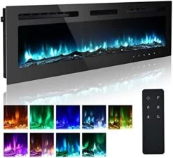 50 Inch Electric Fireplace Inserts, Quiet Wall Mounted Fireplace, Led Fireplace For Living Room, Recessed Electric Fireplace, Linear Fireplace, Logs & Crystal, 750/1500W -Solo Stoves Shop 41kAMZuojVL. AC