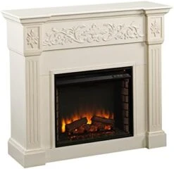 SEI Furniture Calvert Electric Carved Floral Trim Fireplace, Espresso (AMZ8729EF) -Solo Stoves Shop 41klz8c6fML. AC