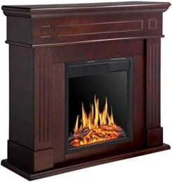 R.W.FLAME Electric Fireplace Mantel Wooden Surround Firebox, Freestanding Fireplace, Home Space Heather, Adjustable Led Flame, Remote Control,750W/1500W,Pearl White -Solo Stoves Shop 41lH8uBrAOL. AC