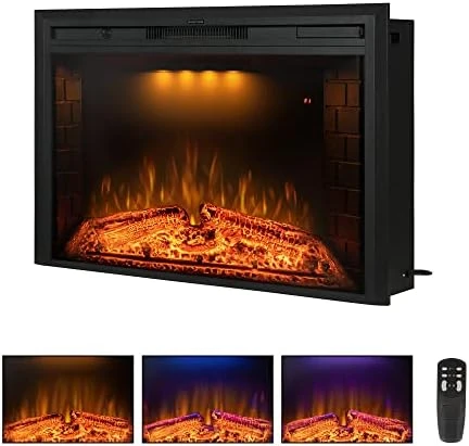 Benrocks 36'' Electric Fireplace Inserts, Recessed & Built In Wall Electric Fireplace Heater With Fire Crackling Sound, Adjustable Top Light & Flame Speed, Overheating Protection, 750/1500W Black 9 Benrocks 36'' Electric Fireplace Inserts, Recessed & Built In Wall Electric Fireplace Heater With Fire Crackling Sound, Adjustable Top Light & Flame Speed, Overheating Protection, 750/1500W Black - Image 9