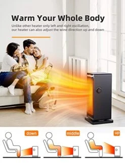 Space Heater, SANVINDER 1500W Portable Heater For Bedroom, ECO Thermostat 90° Oscillating, 24 Hours Timer, Fast Heating Electric Heater With Remote, Overheat Protection, LED Display For Bedroom Office -Solo Stoves Shop 41lgd4jaq1L