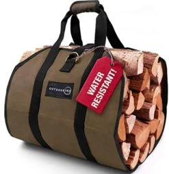 Log Carrier For Firewood - Waxed Canvas Log Carrier Tote - Heavy Duty Wood Carrier For Fireplace – Best Bag For Carrying Wood At Home Or Camping By Outdoor 360 - Firewood Carrier With Handles -Solo Stoves Shop 41lrefeOtCL. AC