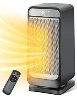 Space Heater, 1500W Fast Heating Ceramic Electric Heater With Thermostat, 5 Modes, 24h Timer, LED Display With Touch Control, Tip-over Protection, Ideal For Bedroom, Living Room & Garage Use