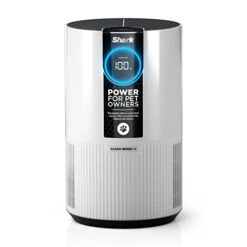 Shark HP102PET Clean Sense Air Purifier For Home, Allergies, Pet Hair, HEPA Filter, 500 Sq Ft, Small Room, Bedroom, Captures 99.98% Of Particles, Pet Dander, Fur, Allergens & Odor, Portable, White