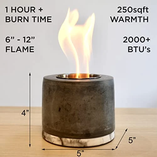 Roundfire Concrete Tabletop Fire Pit - Ethanol Fire Pit, Fire Bowl, Mini Personal Fireplace For Indoor & Garden - Bio Ethanol Fuel 2 Roundfire Concrete Tabletop Fire Pit - Ethanol Fire Pit, Fire Bowl, Mini Personal Fireplace For Indoor & Garden - Bio Ethanol Fuel - Image 2
