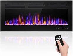 BETELNUT 50" Electric Fireplace Wall Mounted And Recessed With Remote Control, 750/1500W Ultra-Thin Wall Fireplace Heater W/Timer Adjustable Flame Color And Brightness, Log Set & Crystal Options -Solo Stoves Shop 41n8ef7FNiL. AC