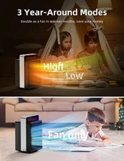 Electric Space Heater, Small Space Heater With Three Mode PTC Ceramic Heater Small Heater Fast Heating With Oscillation & Overheat Tip-over Protection, Quiet Desk Heaters For Indoor Use Office Bedroom -Solo Stoves Shop 41nOKDyi4fL