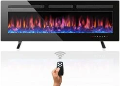 Electric Fireplace 50 Inch, Home4me Fireplace Heater Freestanding, Recessed And Wall Mounted Fireplace 750/1500W, Remote Control With Timer, Touch Screen, Low Noise, 12 Adjustable Flame Colors -Solo Stoves Shop 41nOqeDkVzL. AC