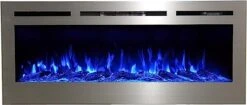 Touchstone Sideline Deluxe™ - Stainless Steel Electric Fireplace - 50 Inch Wide - In Wall Recessed - 5 Flame Settings - Multiple Color Flame - 1500W Heater - Log & Crystal Hearth Options- 86273 -Solo Stoves Shop 41oA0Sq2EPL. AC