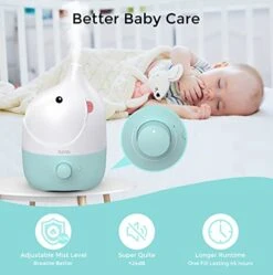 Syvio Humidifiers For Bedroom Baby, Essential Oil Diffuser & 7-Color Night Light Whisper-Quiet Cool Mist Humidifiers For Nursery, Kids, Plants, Variable Mist, 45 Hours Runtime, BPA Free, 1.8L, Blue -Solo Stoves Shop 41oKW5y4YQL