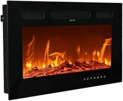 E EUHOMY 50-inch Electric Fireplace, Recessed And Wall Mounted Fireplace Heater, Adjustable Brightness, Multiple Colors, Dual Control Remote And Touch Screen, Indoor Heater With Timer, 750W/1500W 12 E EUHOMY 50-inch Electric Fireplace, Recessed And Wall Mounted Fireplace Heater, Adjustable Brightness, Multiple Colors, Dual Control Remote And Touch Screen, Indoor Heater With Timer, 750W/1500W -Solo Stoves Shop 41oSXnnGYbL. AC