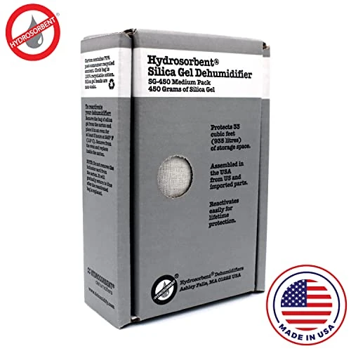 HYDROSORBENT® Gun Safe Dehumidifier Rechargeable Silica Gel 450 Gram Carton. Moisture Absorber. Reusable Desiccant Dehumidifier For Gun Safe – Made In USA Silica Gel Desiccant. 1 Unit - SG450 2 HYDROSORBENT® Gun Safe Dehumidifier Rechargeable Silica Gel 450 Gram Carton. Moisture Absorber. Reusable Desiccant Dehumidifier For Gun Safe – Made In USA Silica Gel Desiccant. 1 Unit - SG450 - Image 2
