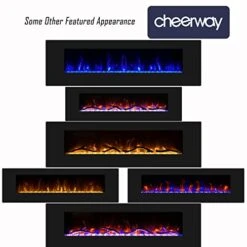 Cheerway 72 Inch Electric Fireplace With Bluetooth Speaker, Wall Mount Fireplace Heater With 5 Spot Light & 7 Flame Settings, Thermostat, Child Lock & Timer By Remote Control, USB And AUX Connection -Solo Stoves Shop 41ooysxfXpL