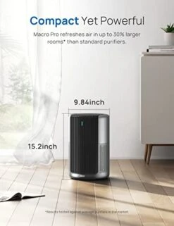 Dreo Air Purifiers Macro Pro, True HEPA Filter, Up To 1358ft² Coverage, 20dB Low Noise, PM2.5 Sensor, 6 Modes, 360 Filtration Cleaner Remove 99.985% Dust Smoke Pollen, Black -Solo Stoves Shop 41pOscBtmkL