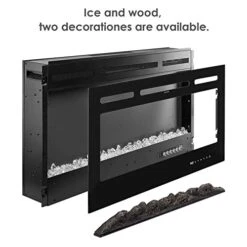 AuAg 60 Inch Electric Fireplace, Ultra-Thin In-Wall Recessed/Wall Mounted Fire Place Heater, Low Noise Remote Control With Timer, Touch Screen, Adjustable Flame Color, Log & Crystal 1500/750W -Solo Stoves Shop 41pcgZDpaRL