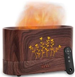 PLUWEL Flame Aroma Diffuser Humidifier,Auto-Off 300ml Essential Oil Diffuser For Large Room, Adjustable Brightness Air Humidifier With Timer For Home Office Spa Gym (Wood Grain) -Solo Stoves Shop 41r05lSkdgL. AC